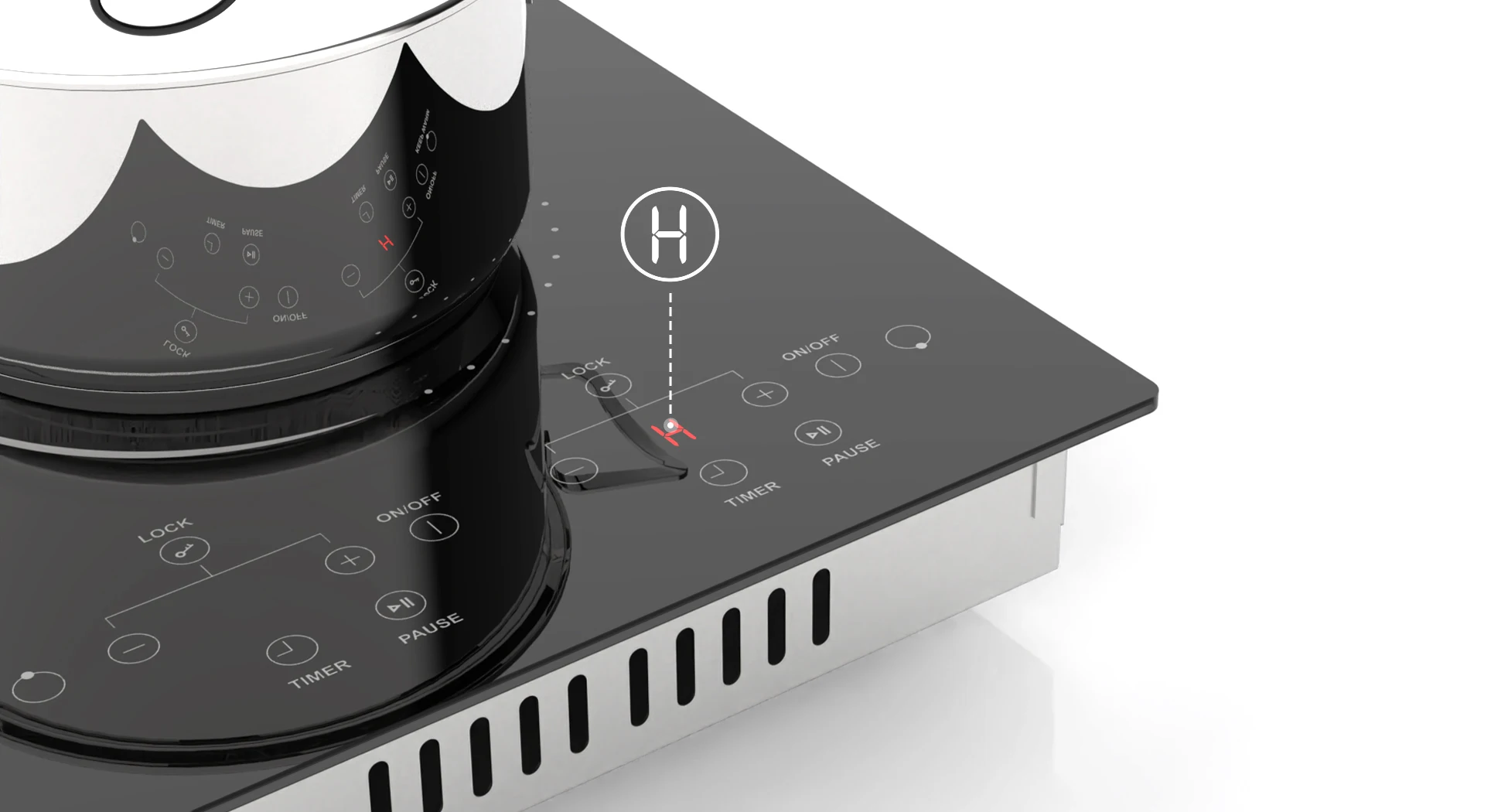 Kochfeld aus Glaskeramik, 2 Zonen, mit Stecker, integrierte tragbare Kochfelder 30 cm, 3000 W, Doppelzonen, 9 Heizstufen, 230 V – Detail 8