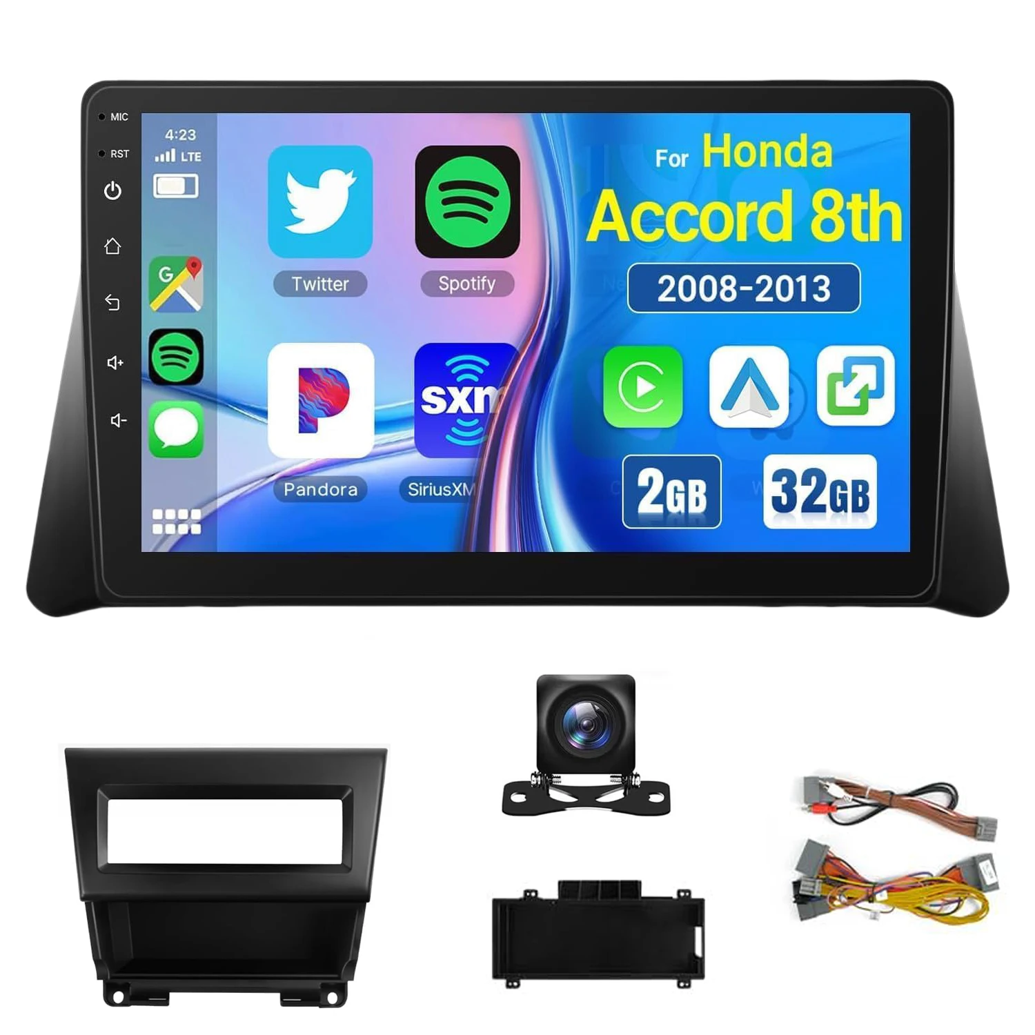 

10.1 Inch Touch Screen Car Stereo for Honda Accord 8th 2008-2013 Wireless CarPlay Android Auto Car Radio with Rear Camera GPS FM