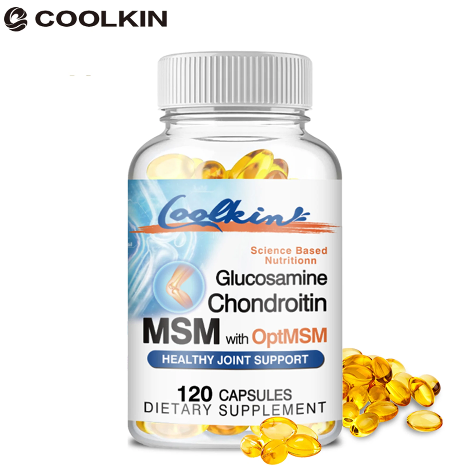 Glucosamine Chondroitin MSM - Promotes Skin, Nail and Joint Health, Antioxidant - OptiMSM - 120 Capsules