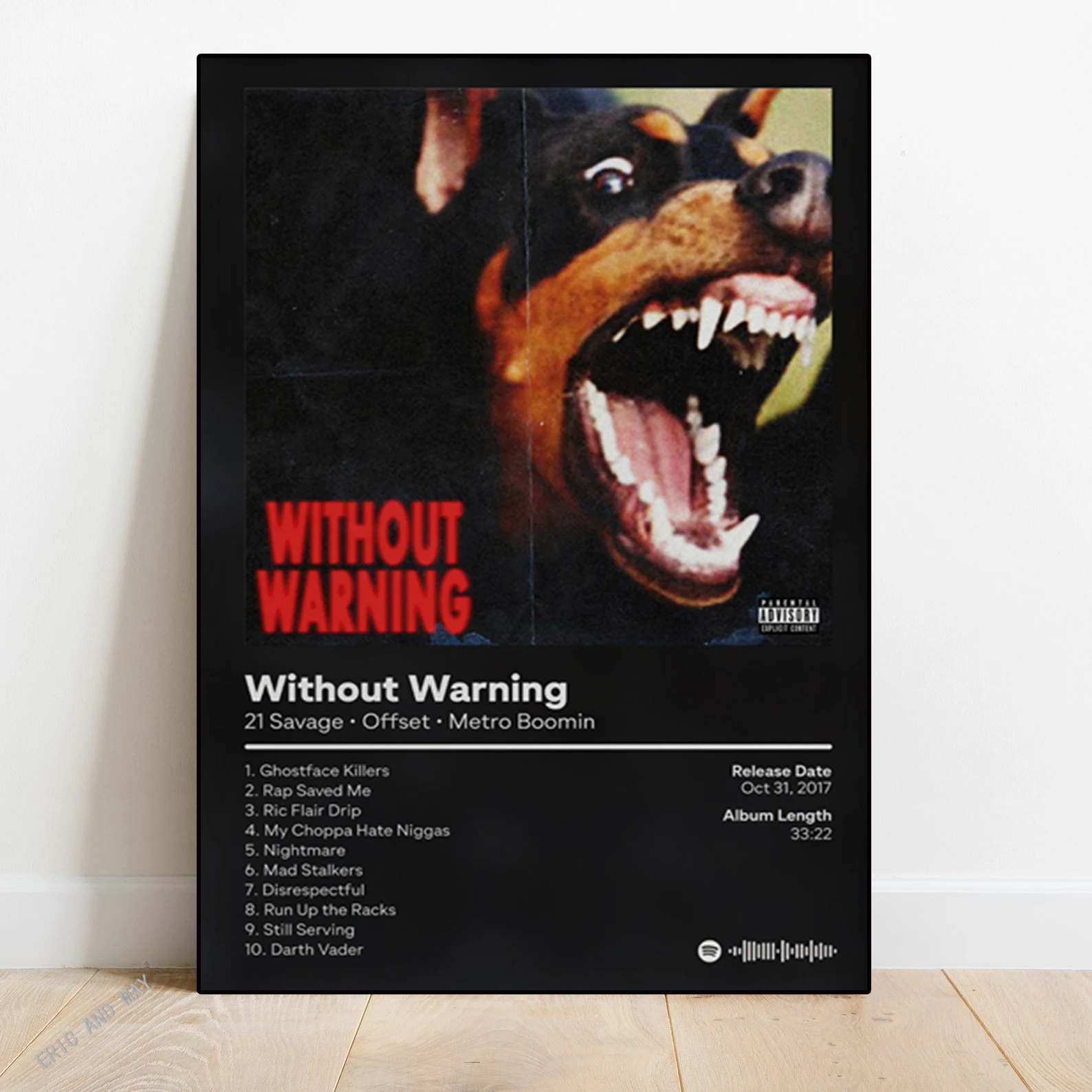 غلاف ألبوم موسيقى البوب الراب ، ملصق الفنان 21 المتوحش ، مغني الراب الجمالي ، موسيقى الهيب هوب ، فن قماش بدون تحذير ، ديكور جدار غرفة المنزل #4