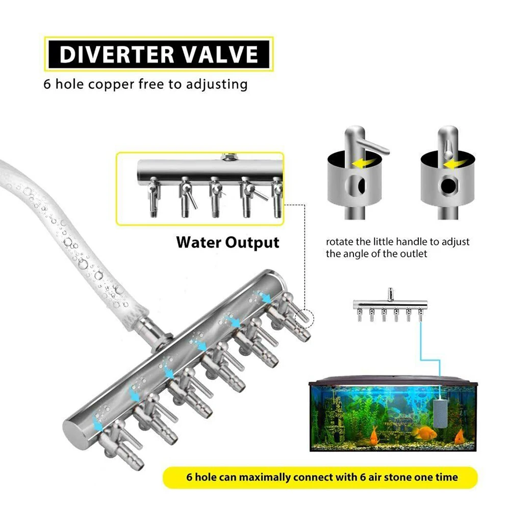 Aquarium Accessories 4 6 8 10 12 Ways Aquarium Inline Air Splitter Control Valve For 4*6mm Oxygen Pump Hose Inlet Dia8mm AA006