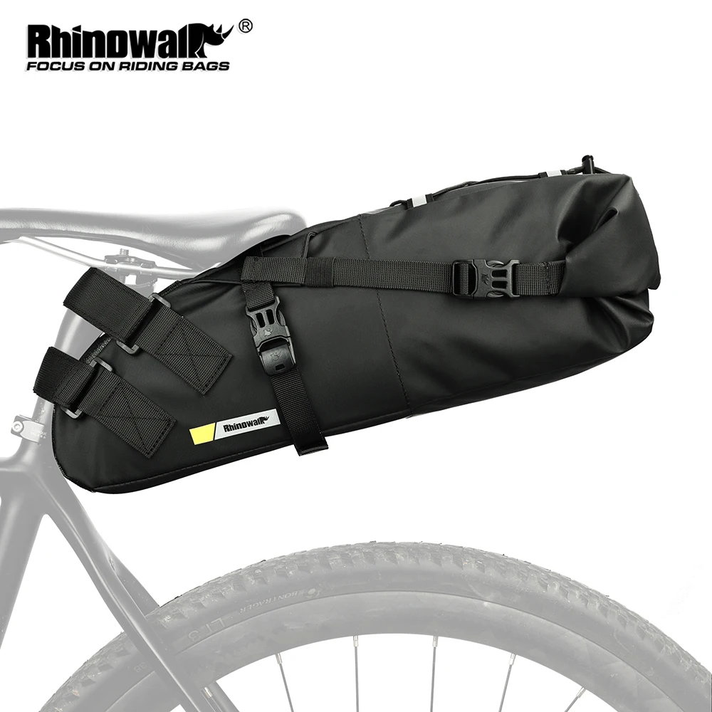 

Rhinowalk Bike Saddle Bag Waterproof 5L-13L Large Capacity Foldable Tail Rear Bag Reflective Cycling MTB Trunk Pannier Black