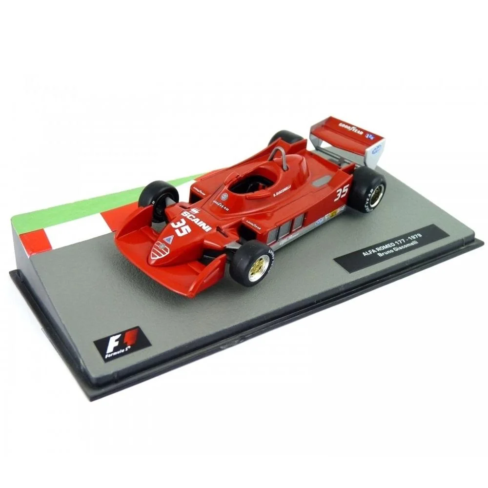 Salvat-Voiture de sport automobile internationale, grand prix, pilote italien, chaise à l'échelle 1:43, aspiration d'atterrissage, vitrine et base d'identification, moulé sous pression, 1975
