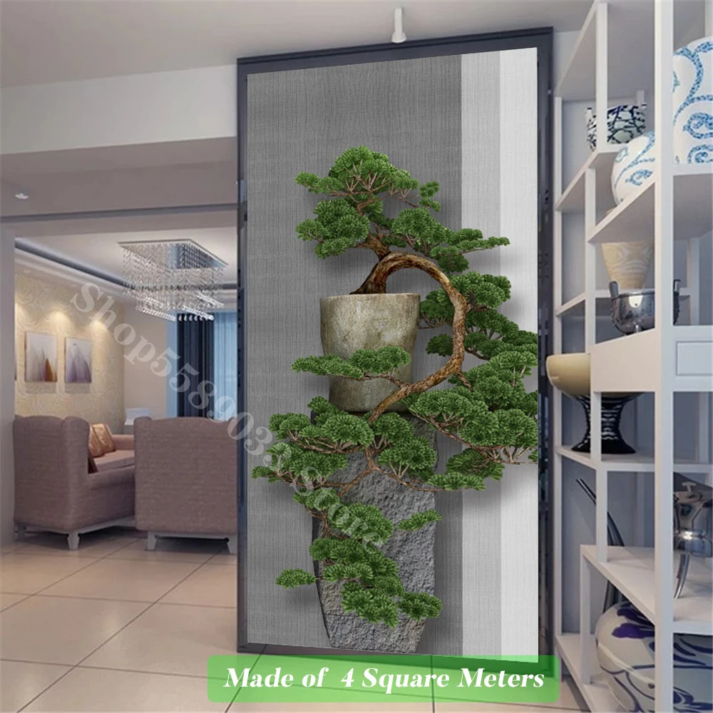 New Chinese Style Custom Photo Wallpaper 3D Stereoscopic Green Pine Tree Entrance Porch Wall Decorative Painting Large Mural Art