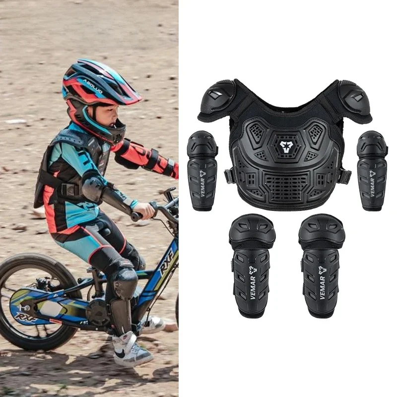 VEMAR-Armure de Moto pour Enfants, GlaProtection, Veste de Corps de Motocross, Protection, Genouillères de Coude d'Équitation, Armure Complète de Moto pour Enfants