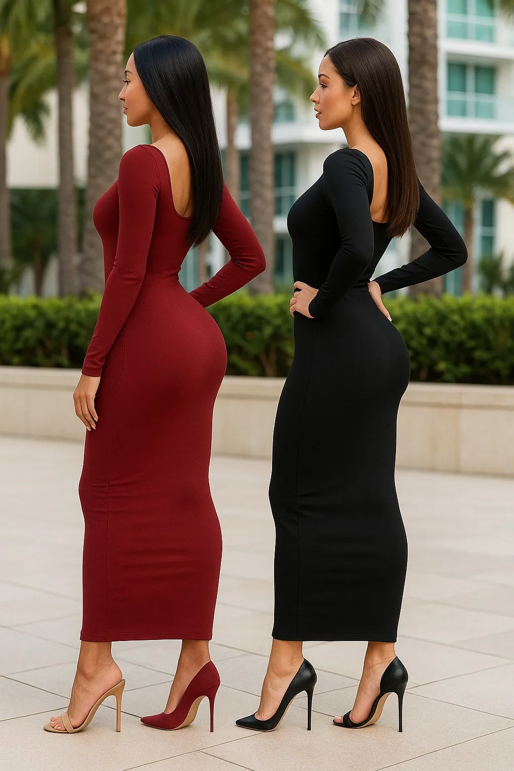 ชุดเดรสยาวคอตักสไตล์มินิมอลเรียบหรู - ผ้าถักยาวถึงข้อเท้า