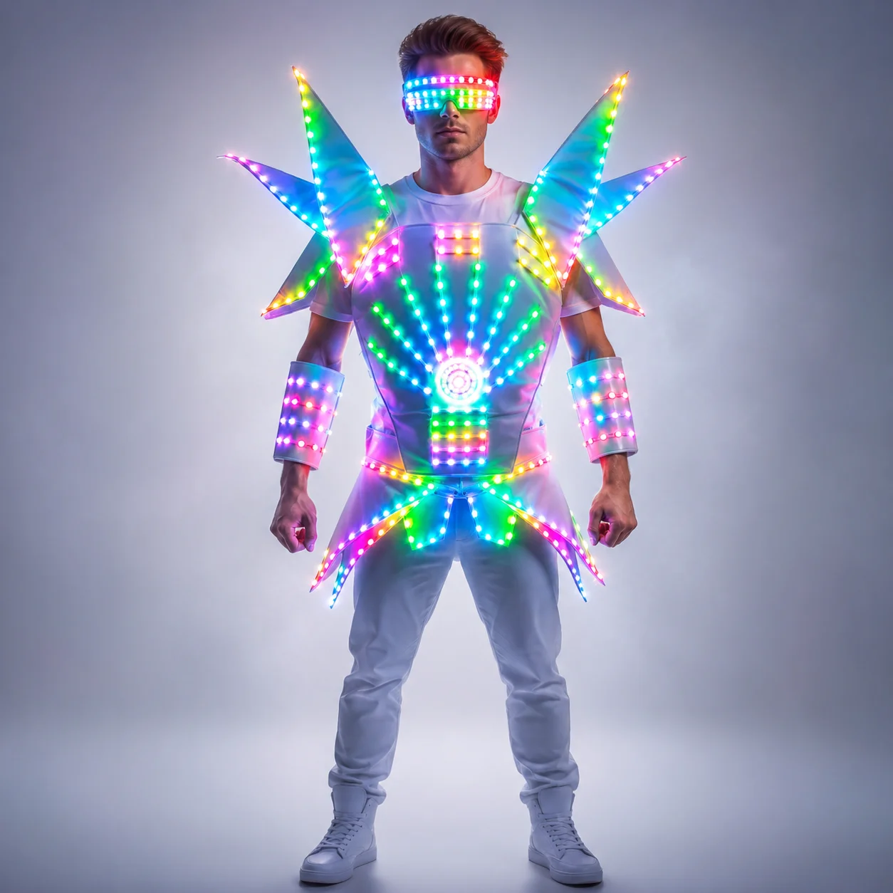 Full Color LED Robot Costume Rechargeable Futuristic Stage Performance Suit for DJ Nightclub Bar Party Festival Dance Show Event