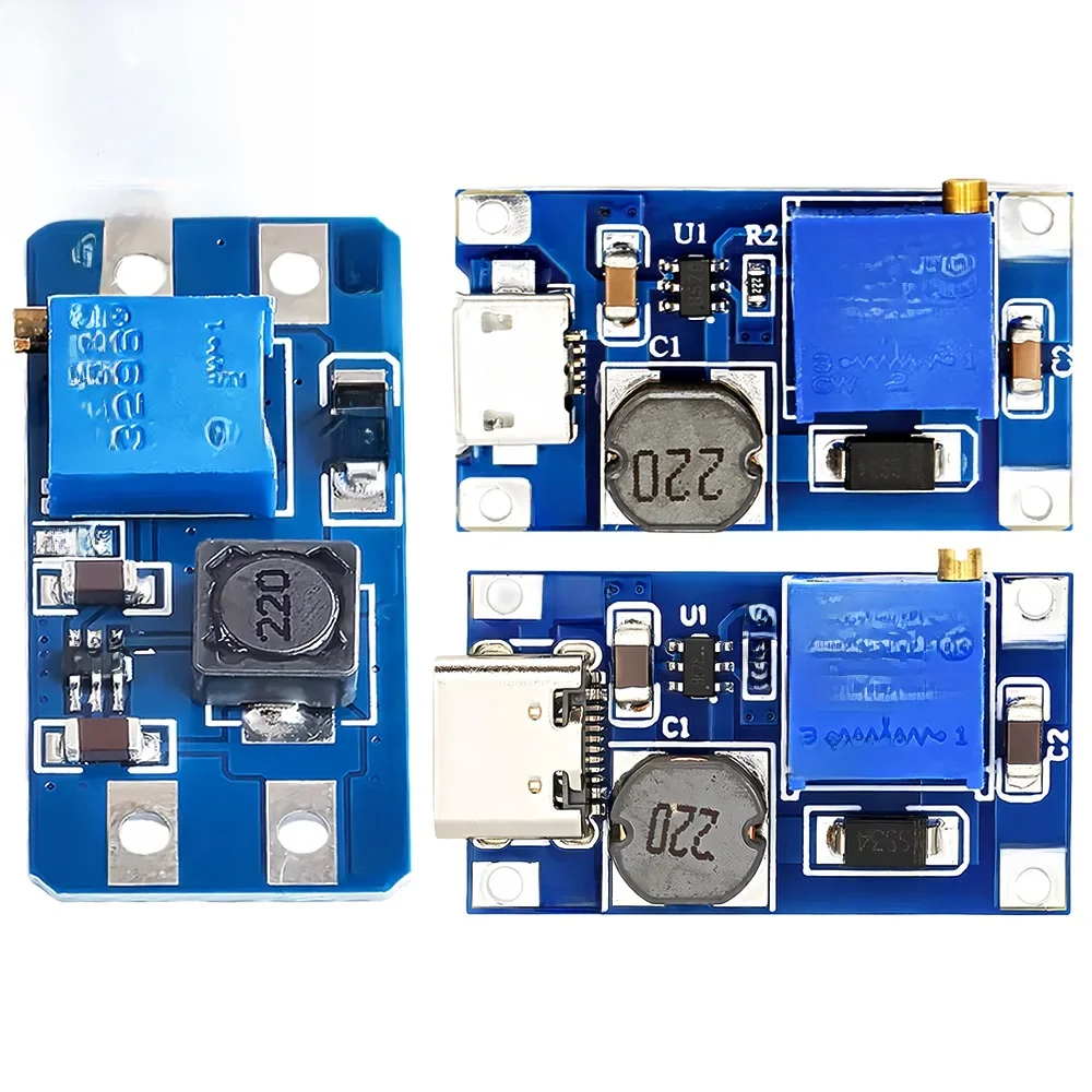 MT3608 DC-DC Réglable Step Up Boost Tech Pipeline Alimentation Convertisseur Booster Tech Type-C Micro USB 2V-24V à 5V 9V 12V 28V