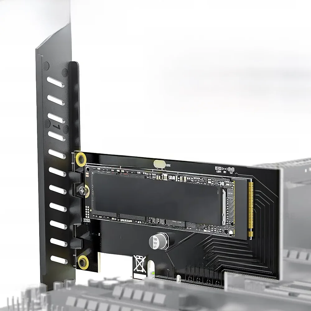 JEYI M.2 NVME do PCIe 4.0 3.0 Adapter SSD, 64Gbps PCIe 4.0 X4 x 8x16 karta rozszerzeń dla pulpit PC, pci-e GEN4 GEN3 pełna prędkość — zdjęcie 2