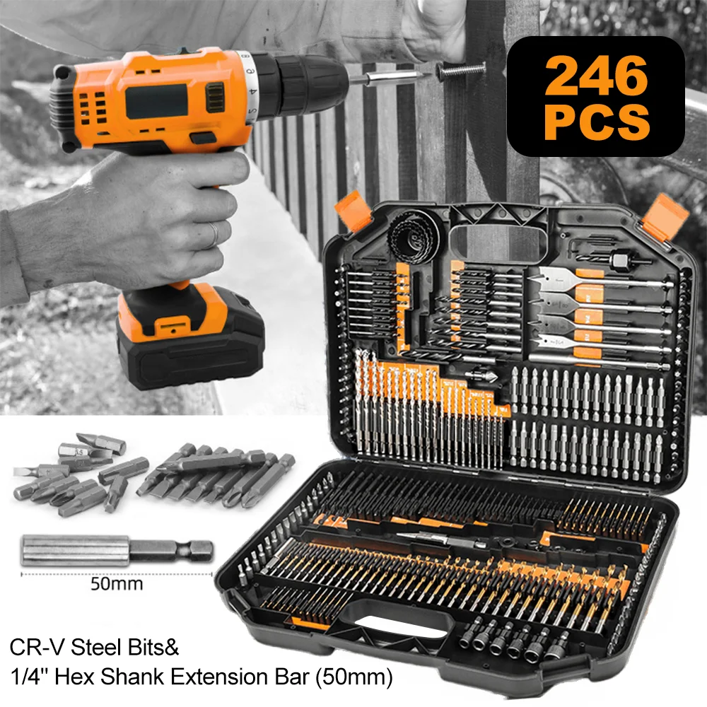 Professional Drill Bit Set 246-pieces Drill Bits and Driver Set for Wood