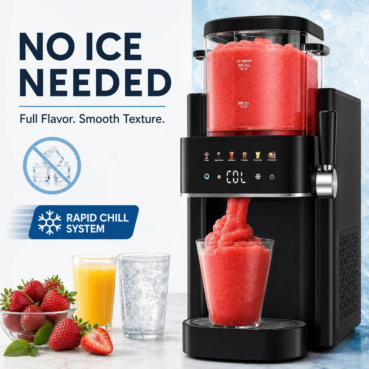 Tolife Multi-function Slush Frozen Drink Maker, 6 Preset Modes 24OZ Large Tank One-Hand Dispensing Quiet Easy Clean Slushie Machine for Home Party Café