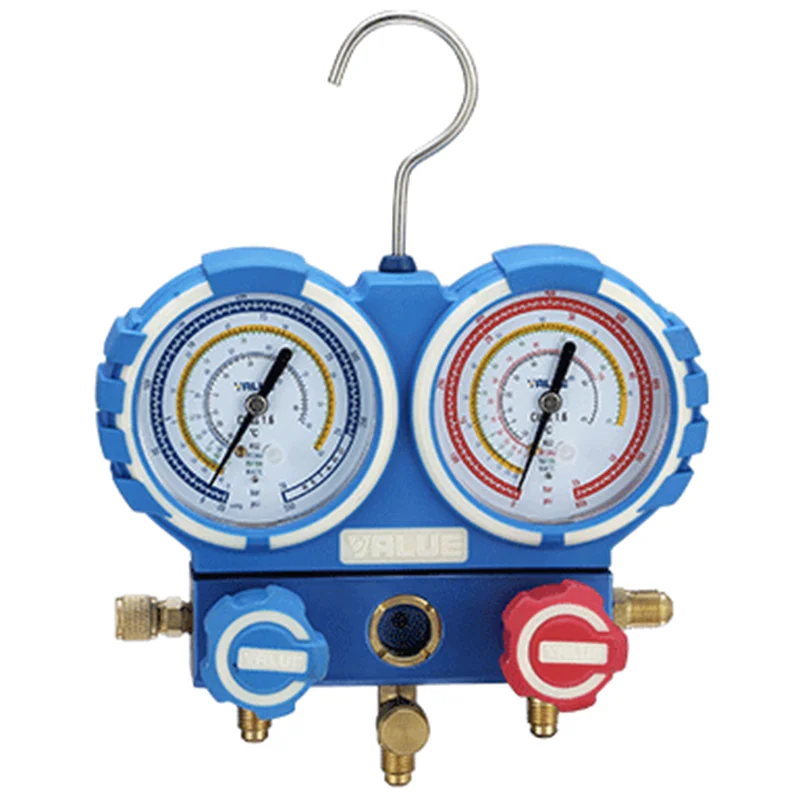 2 way aluminum anti-collision 68mm analyzer manometer with R32, R407C, R410A viewfinder