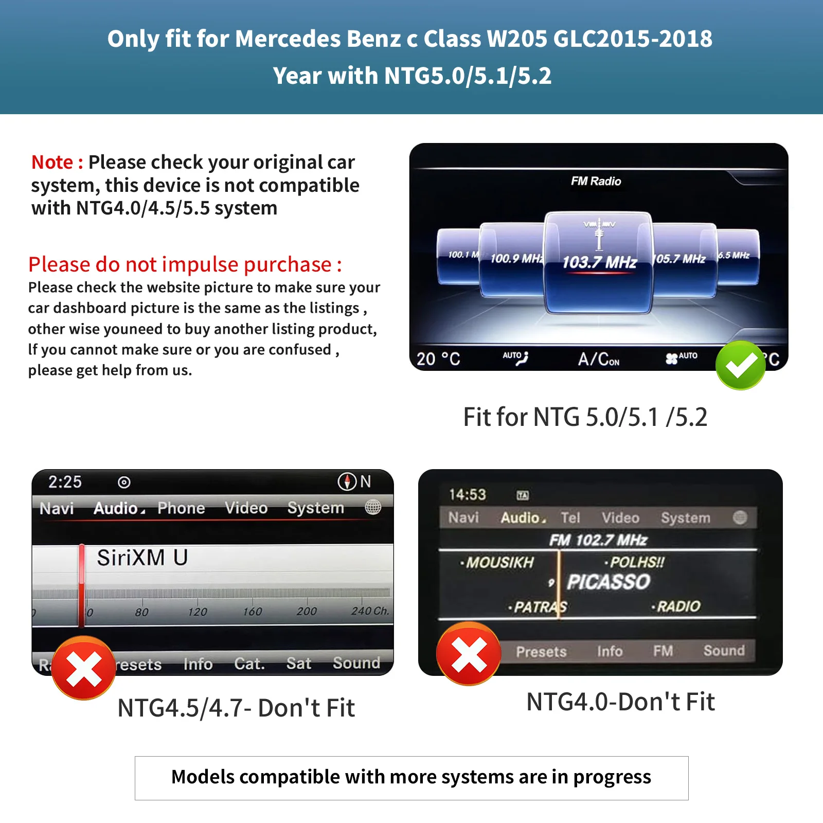 Wireless Carplay/Android Auto 12.3'' Touch screen Multimedia Radio Receiver for Mercedes Benz NTG5.0 GLA CLA GLC HD 1920 * 720