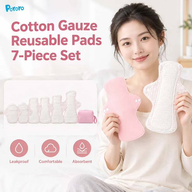 Solid Color Reusable Menstrual Pads Set Super Absorbent Washable Leakproof Sanitary Pads Soft For Women Period Postpartum Care