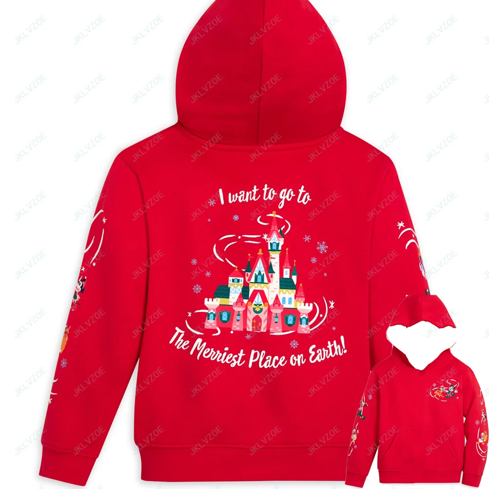 Autumn And Winter New Arrivals Disney Women Mickey Mouse and Friends Fantasyland Castle Holiday Pullover Print Hoodie for Adults