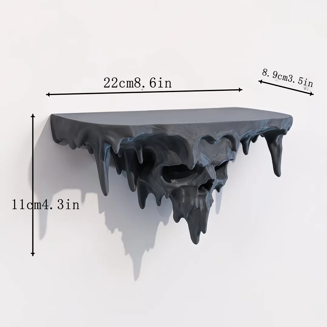 1pcs Skeleton storage rack wall rack 3D printing wall mounted black skull Halloween wall decoration