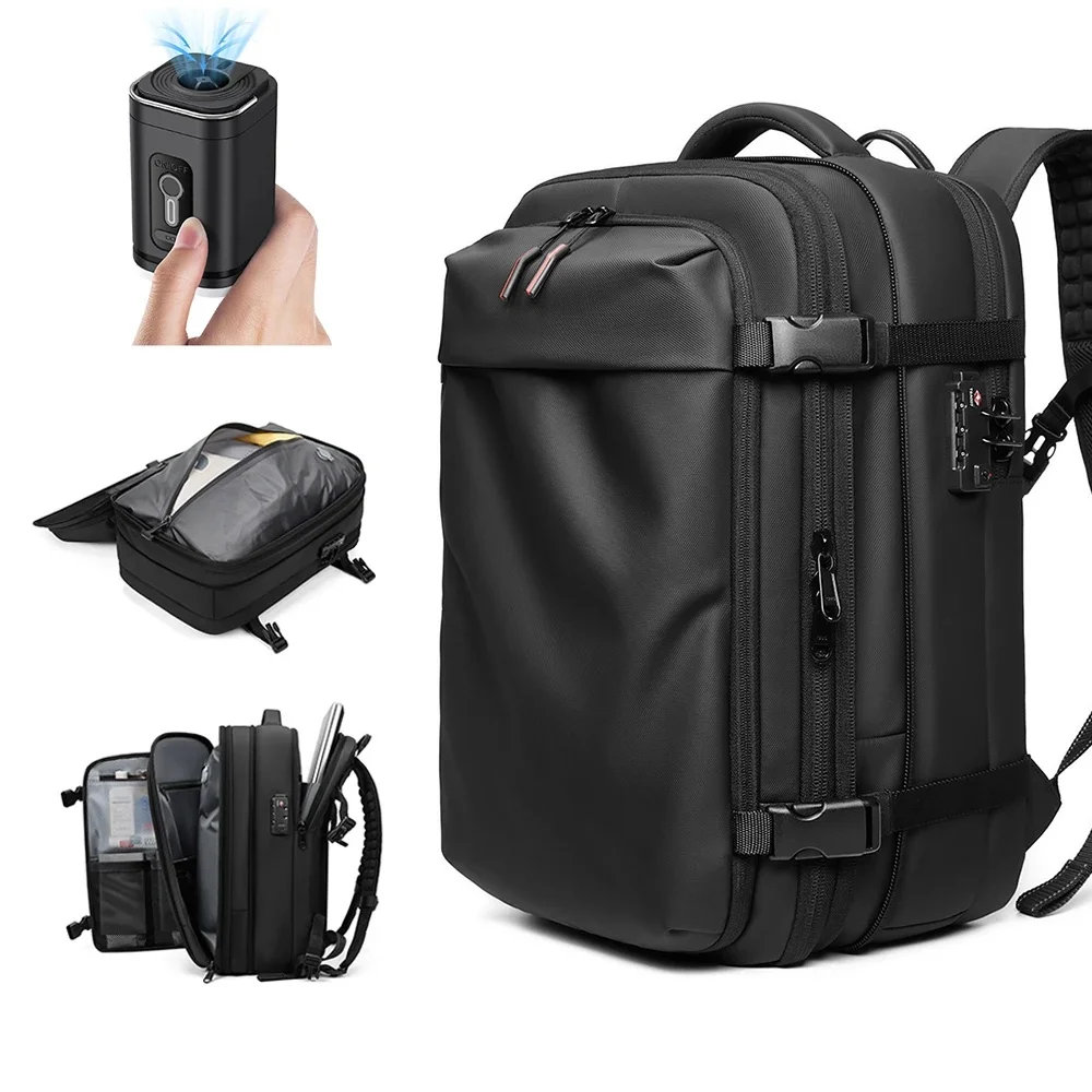 Heren reisrugzak vacuümcompressie laptoprugzak 17-inch verlengde schoolrugzak met grote capaciteit Wandelen Zakelijke rugzak - afbeelding 2