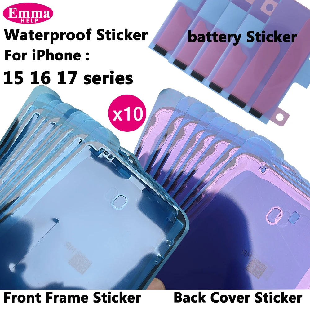 10pcs Waterproof Sticker for iPhone 15 Pro Max 17 16 14 Plus Battery Adhesive Back 3M Seal LCD Display Frame Tape Glue Repair