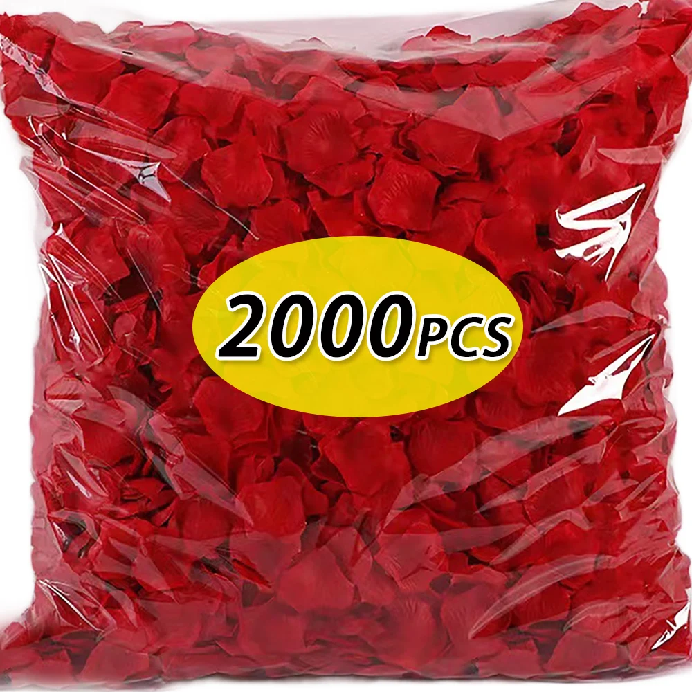 Pétalos de rosa falsos artificiales, pétalos de rosa de seda de simulación coloridos para el Día de San Valentín, decoración romántica para fiestas de boda, 2000/100 Uds.