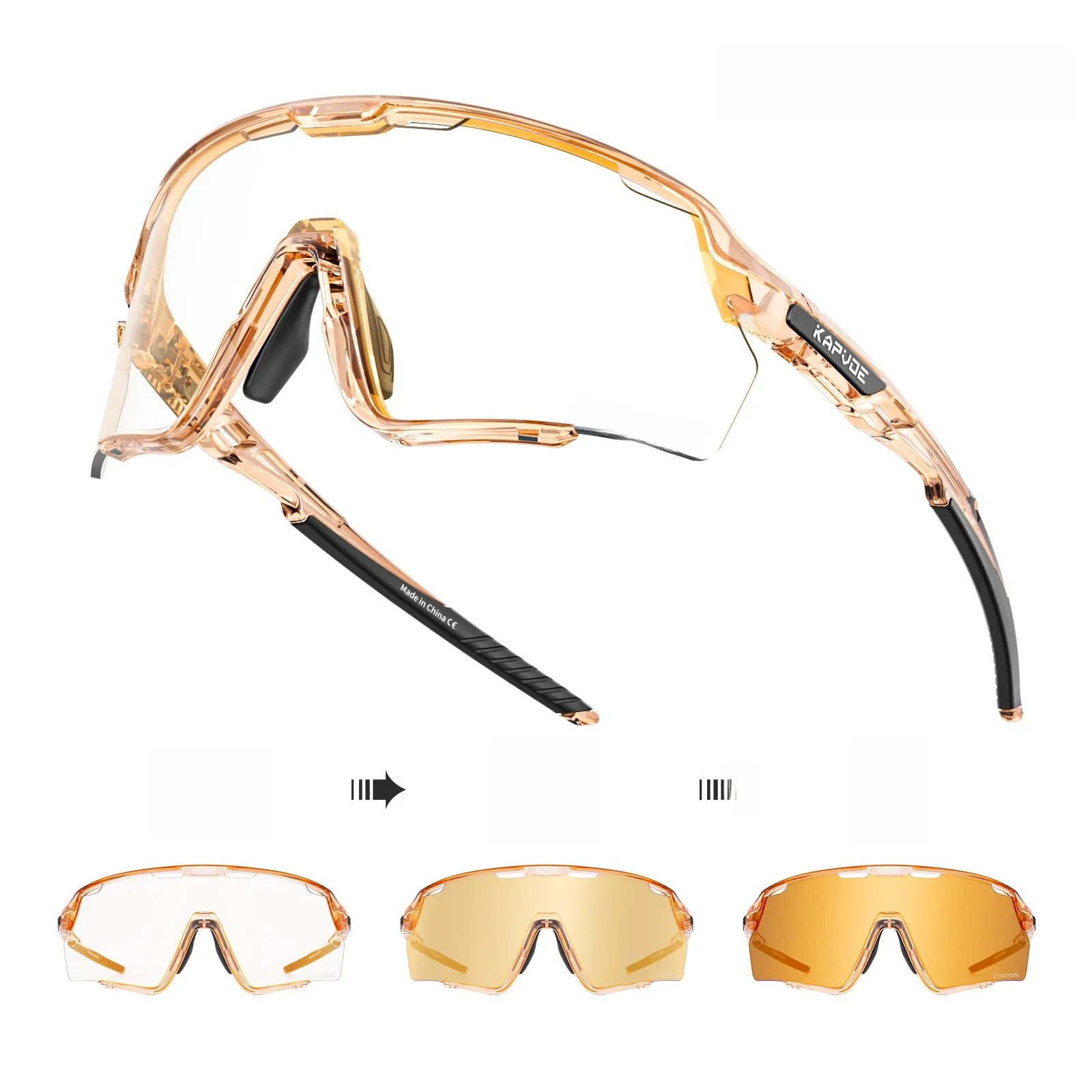 AliExpress kapvoe Kapvoe- Gold Photochromic Cycling Glasses Sport Men's Sunglasses for Men Bike Bicycle Woman Outdoor