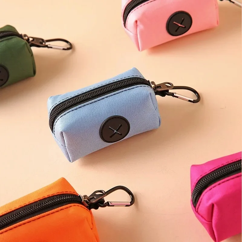 Support de sac de merde de chien en toile, distributeur de sacs de déchets d'animaux de compagnie en plein air avec mousqueton, pochette de collecte de déchets d'animaux