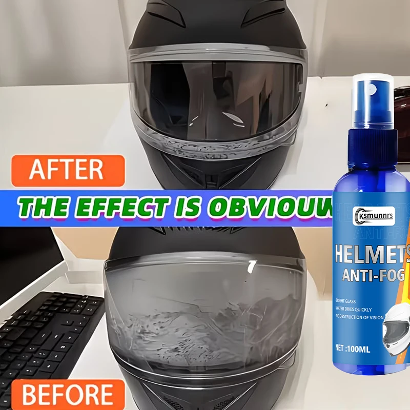 100ml Quick-Acting Anti-Fog Spray, Clear Vision Defogging Cleaner for Helmet Visors, Vehicle Glass and Motorcycle Riding view 2