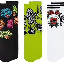 Chaussettes Harajuku Unisexes en Coton artificiel astique, Chic, Amusant, avec Crâne, Cœur, Rose, Tigre, pour Homme et Femme, Nouveauté 2024