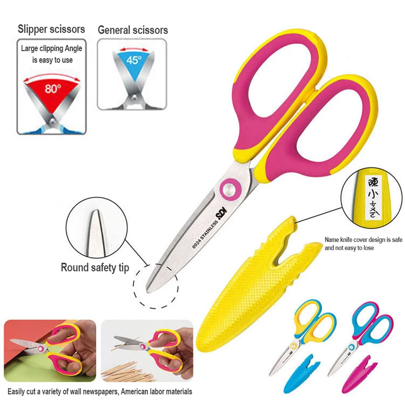 Школьные Ножницы SDI, безопасные круглые ножницы с крышкой, предметы искусства, школьные принадлежности, маленькие ножницы 0924C 0868C