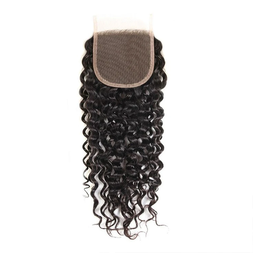 4x4 Swiss Top Lace Closure Kinky Curly Wave Closure Human Hair Closure Curly Curly Lace Closure 100% Unprocessed Human Hair