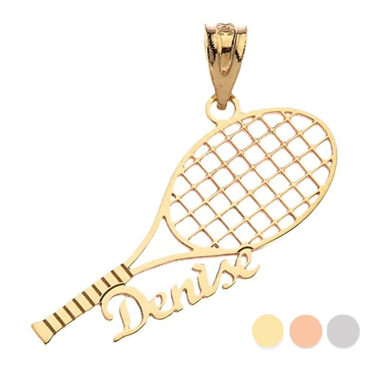 

Personalized Name Tennis Racket Pendant Necklace - 18k Gold Plated Stainless Steel - Sports Jewelry Gift for Her Luxury Jewelry