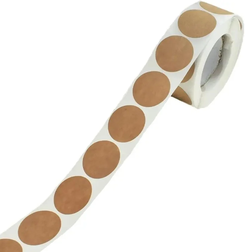 1 pouce 500 pièces autocollant Kraft brun naturel étiquette ronde autocollant rouleau rond étiquette autocollante vierge pour écrire sur points adhésifs permanents