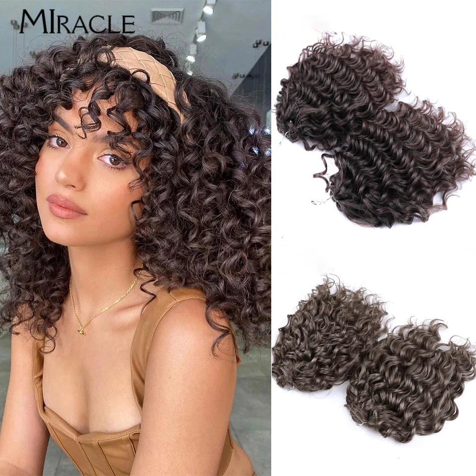 MILAGRE-Curly Crochet Hair Extensions, Trança Sintética, Onda de Água, Ombre, Loiro, Rosa, Cabelo Falso, Gancho Tranças, 10\