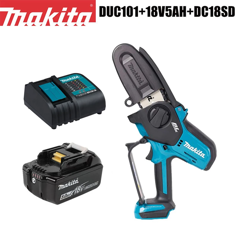 Imagem -02 - Makita-mão-held de Lítio Elétrica Chainsaw Serras de Poda Corte de Lenha Jardim Conjunto de Ferramentas Pequeno Duc101