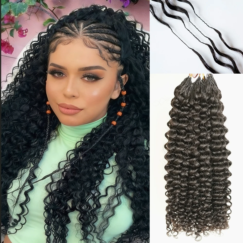 

Натуральные черные глубокие кудрявые волосы для плетения крючком, без узлов, предварительно разделенные для легкой установки, 100% человеческие волосы