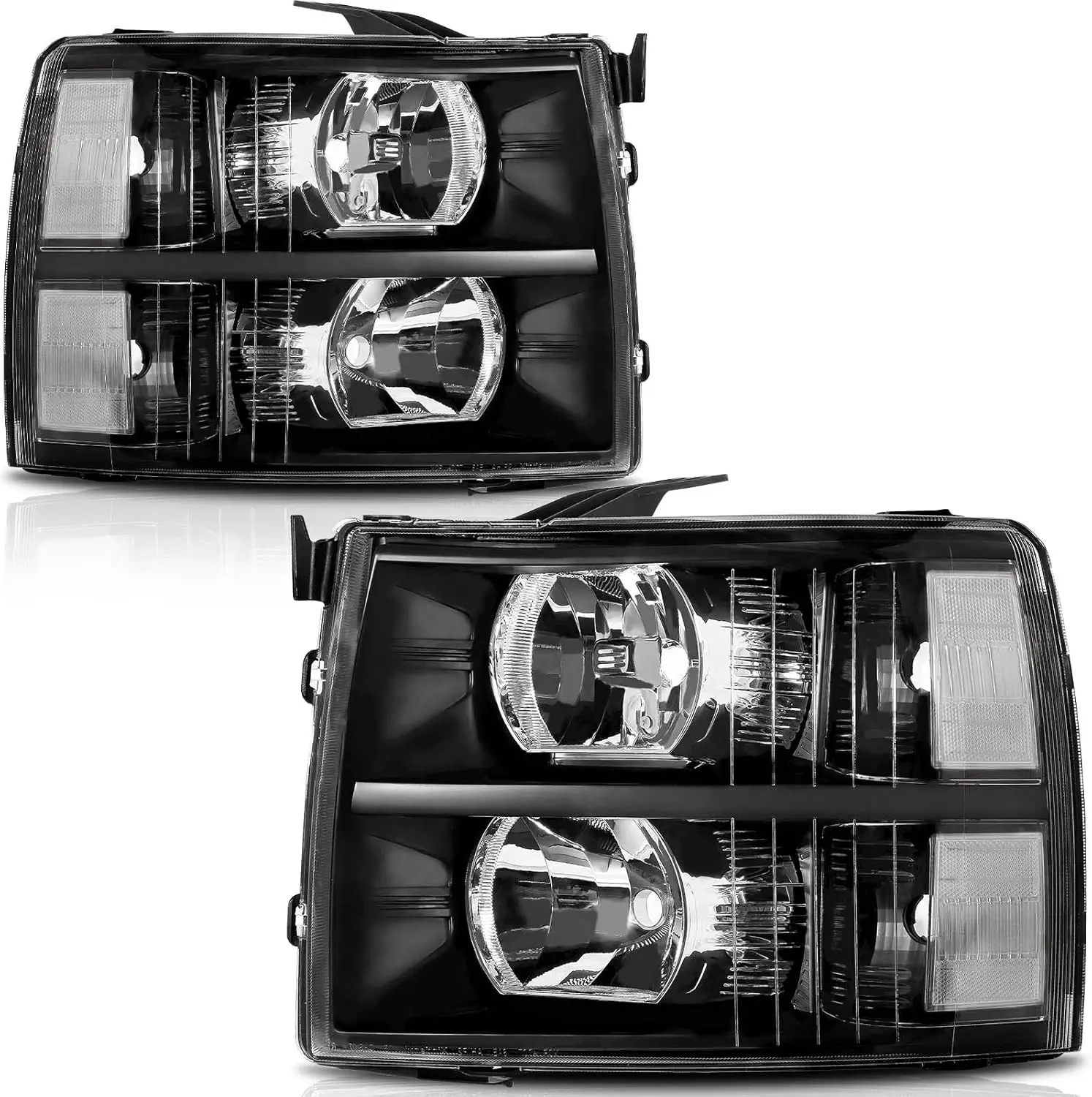 

SHAWHO AUTO No-fogging Headlight Assembly Compatible With 2007-2013 Chevy Silverado 1500/2500HD/3500HD & 2014 Old Body Style