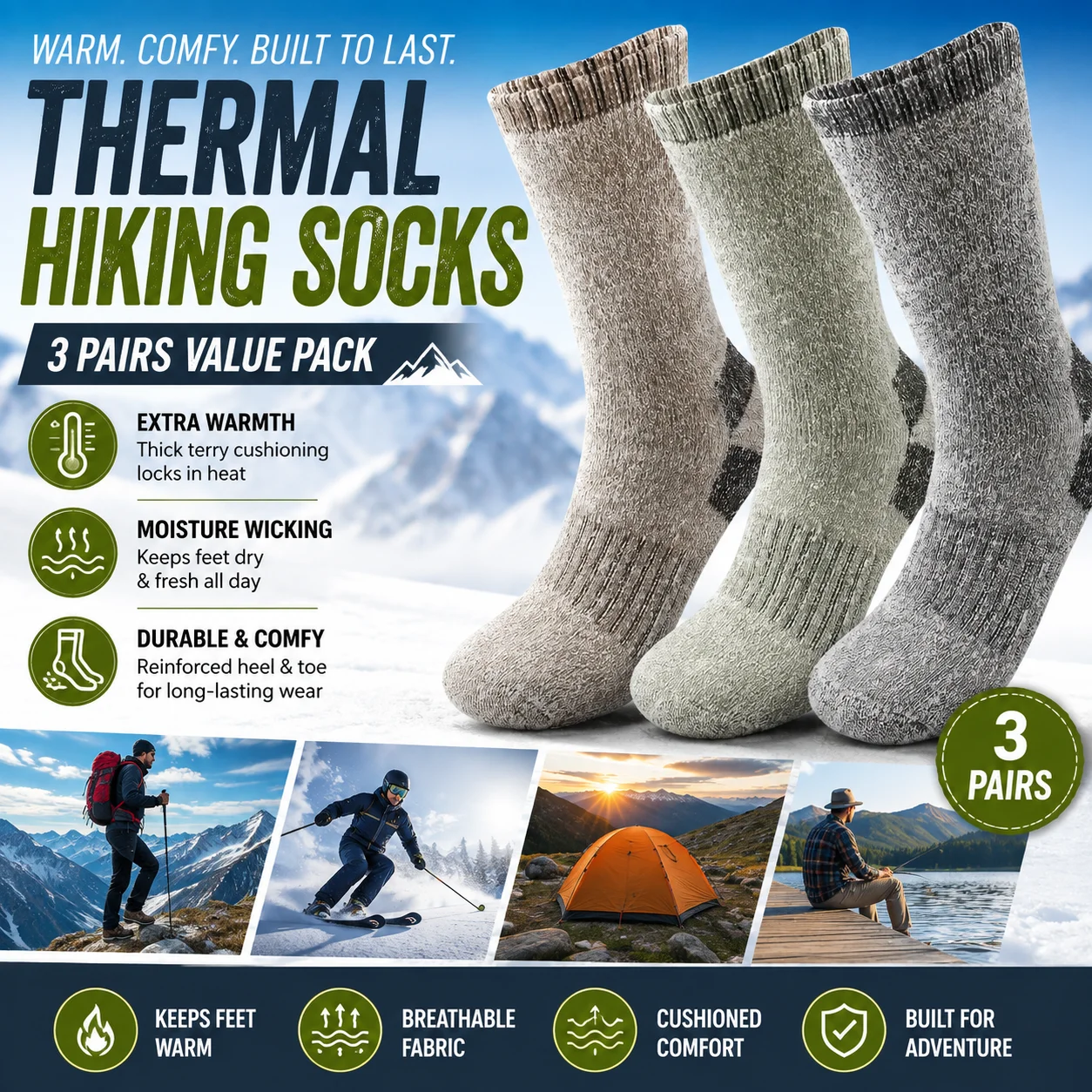 Merino Wool Hiking Socks 3 Pai - Thermal Sock Wool recension och pris