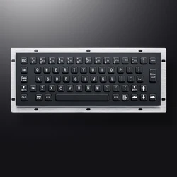 65 Keys Vandal Proof Panel Mount Industrial Stainless Steel Metallic Keyboard In Black With F1-F12 For Self-Service Kiosk