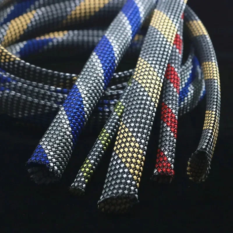 10m 3 ~ 20mm XSSH Audio OEM HIFI Shield Suspension Screen Woven Rayon Nylon Cotton Snakeskin Mesh Knit Braided Cable Sleeve Tube — zdjęcie produktu 7