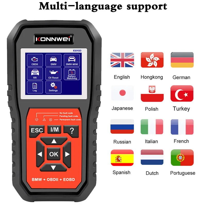 KONNWEI KW480 Car Diagnostic OBD2 Automotive Code Reader OIL TPMS Reset OBD 2 Adapter Full Systems Scanner For B MW Auto Tools