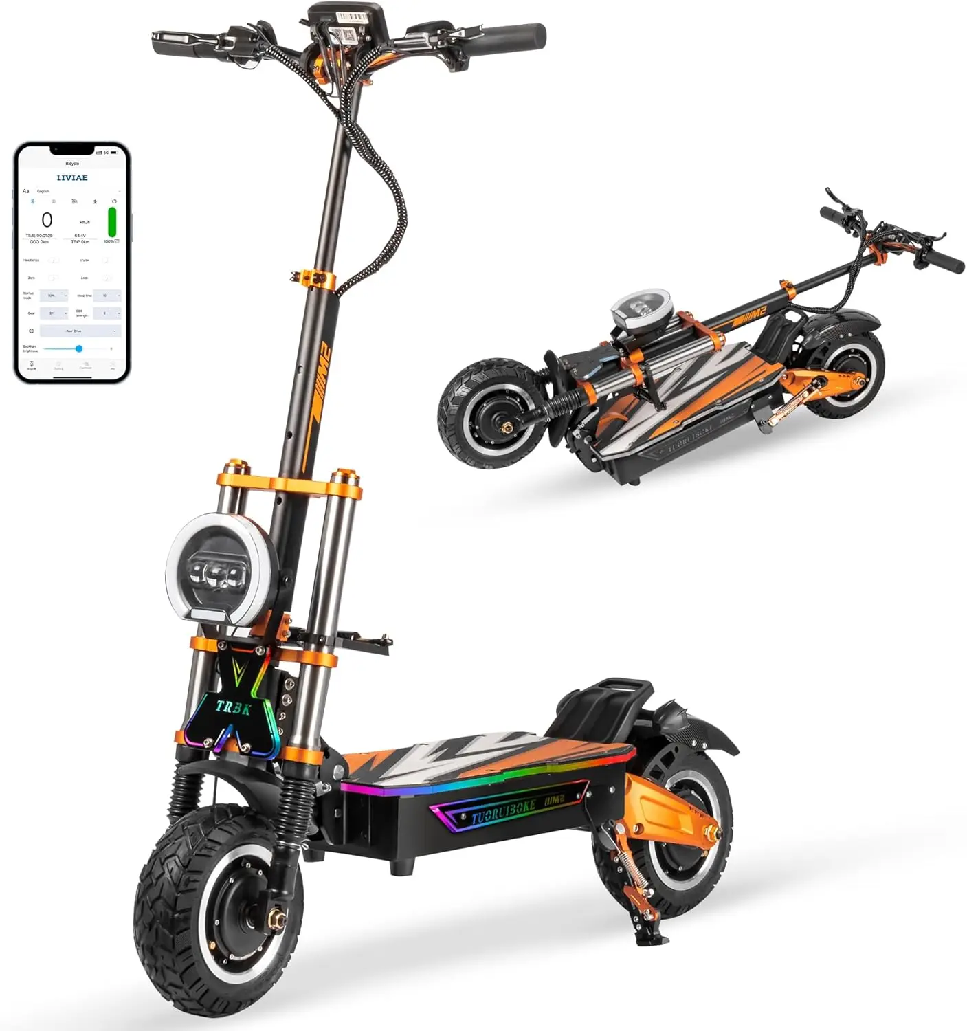 

KIC TRBK-M2 72V10000W Dual Drive Off-Road Electric Scooter, 11-inch All-Terrain Tires, 60 mph Top Speed, 35 AH Li-Ion Battery