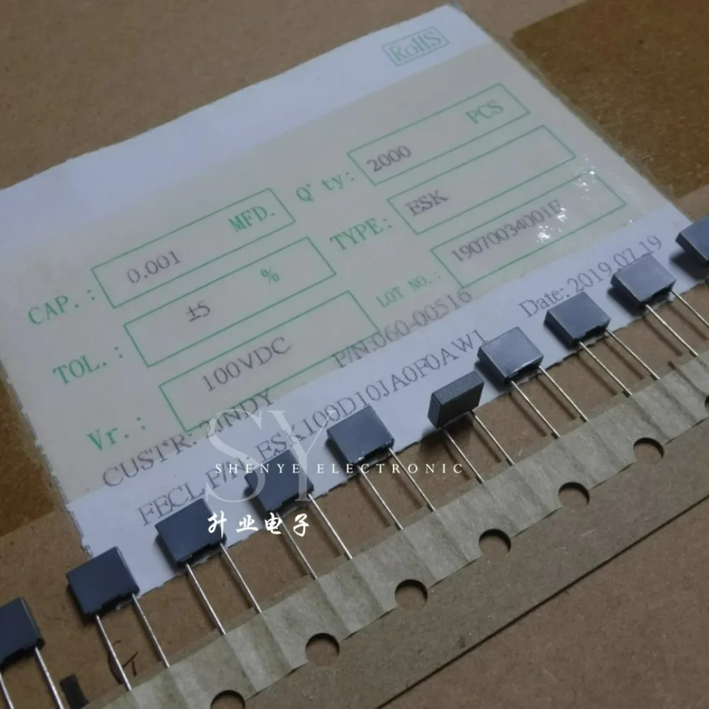 20pcs/lot Fara 0.001uf 100V 1.0nf 1nf 1000pf 102 J Brand New 5mm Film Capacitor
