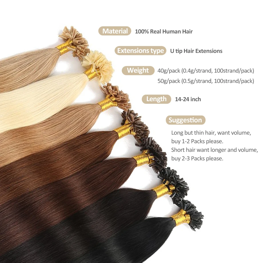 U Tip Hair Extensions 14-24\