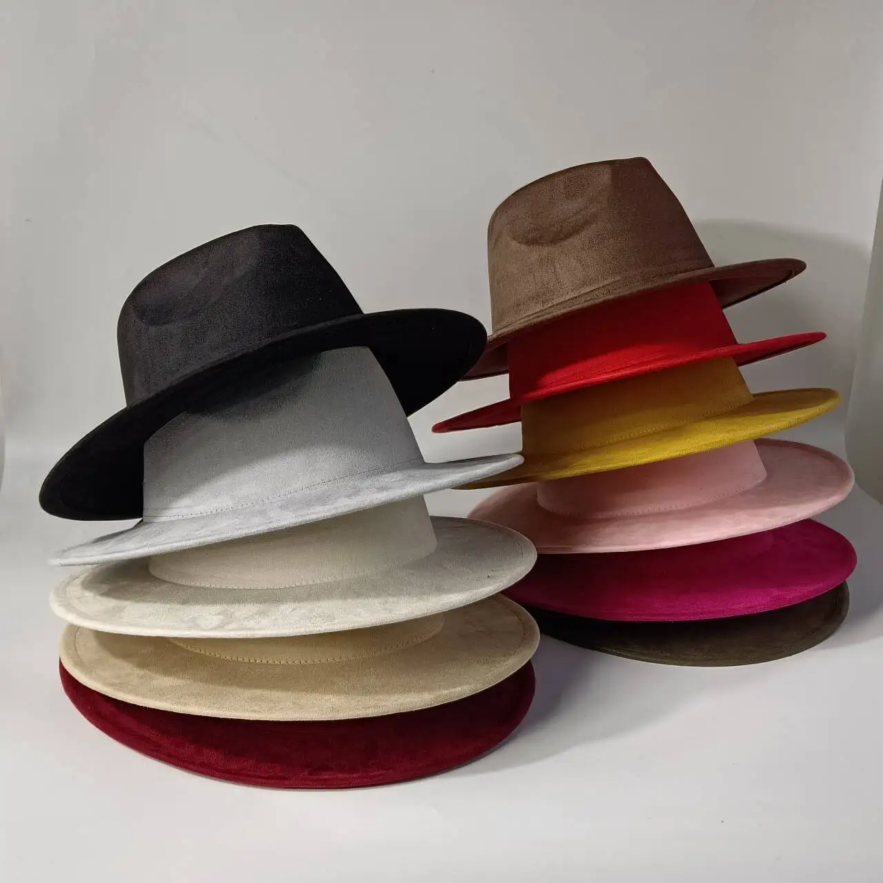 

Western-style suede felt hat pink with a 7cm brim retro and stylish soft felt hat Panama hat Fedora hat church hat шапка ж