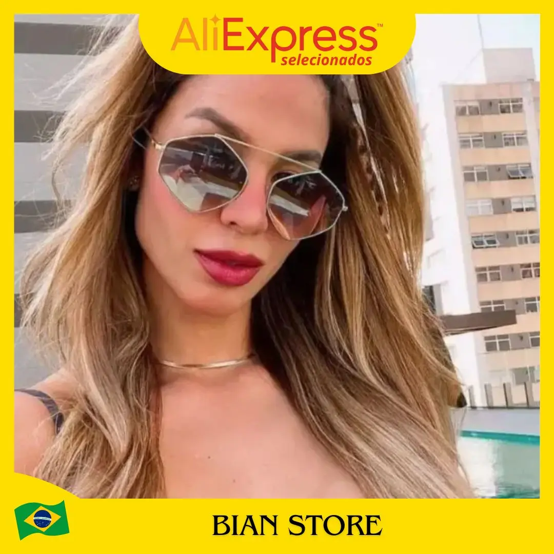 BIAN STORE-Women's Sunglasses Hexagonal Summer American Diamond Wild Fashion-Fast Delivery to All Brazil