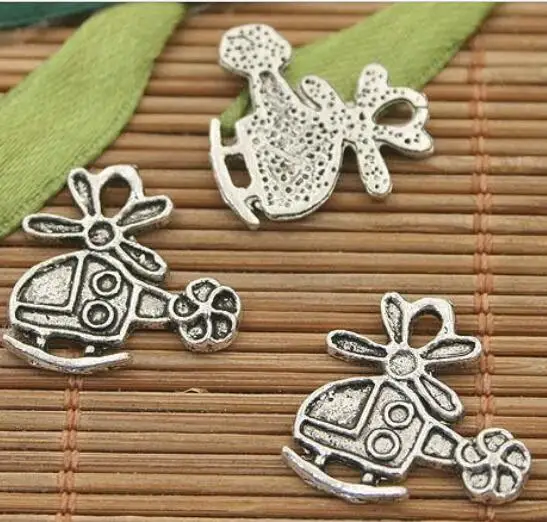 

50Pcs 18 * 19mm alloy Antique silver helicopter Pendant for DIY Jewelry EF3595