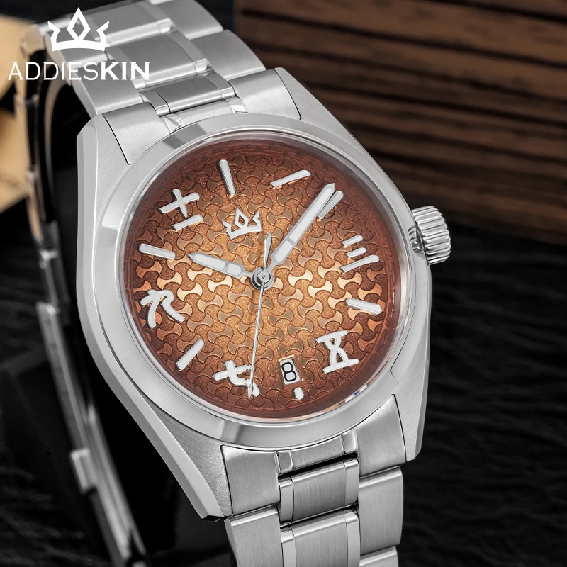 ADDIESKIN K011 Men's Automatic Watch Orange Chinese Dial 38mm Ultra Thin Miyota 9015 100m Waterproof BGW9 Luminous Sports Watch
