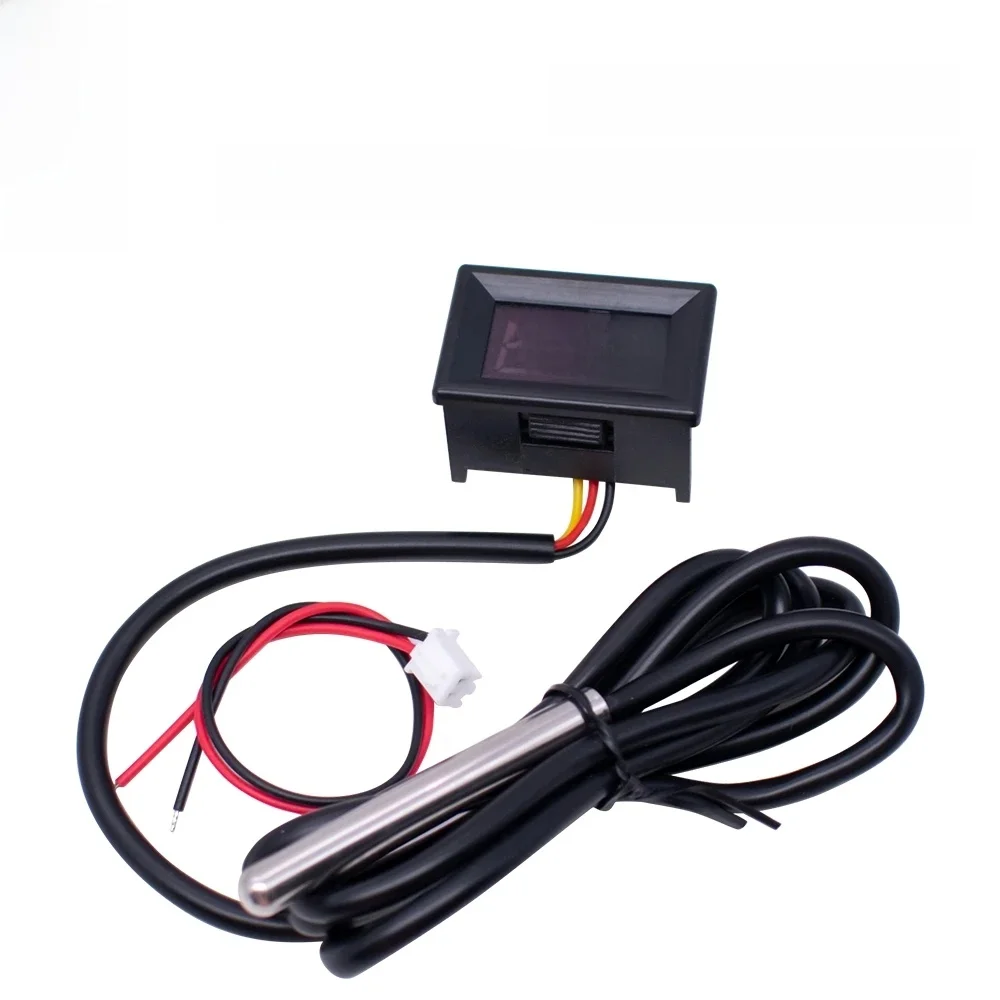 Cyfrowy termometr DS18B20 wodoodporny czujnik temperatury IC Tester wyświetlacz LED DC4-28V -50 ~ 125 celsjusza 0.36 Cal czerwony niebieski — zdjęcie produktu 7
