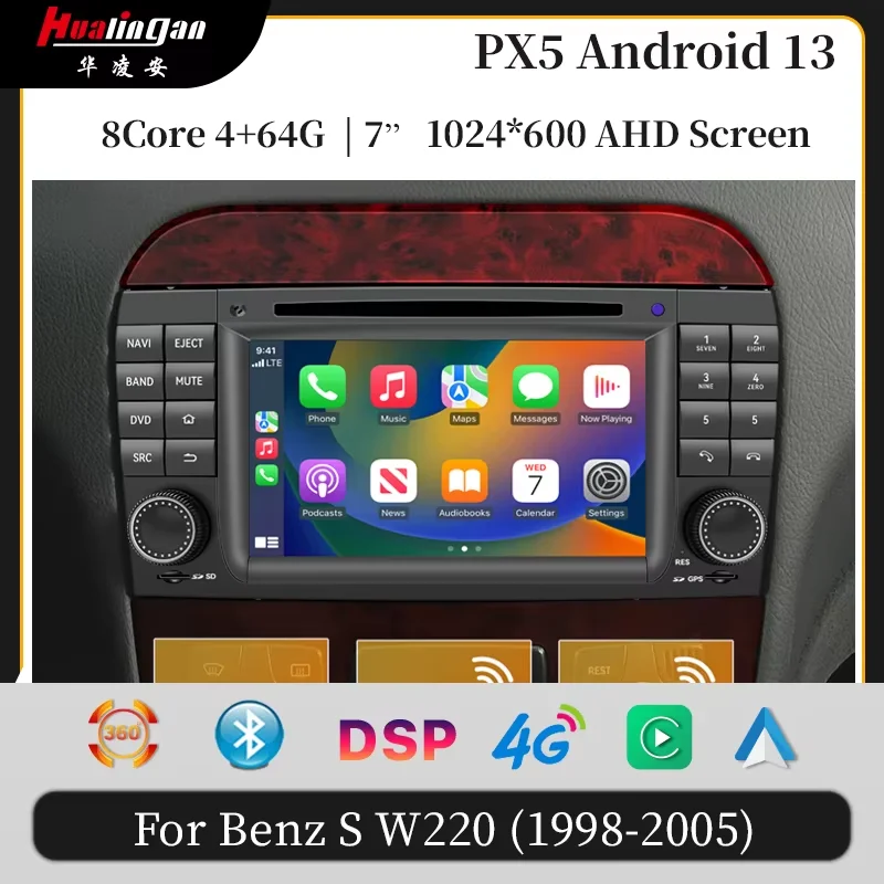 Android 14 Car Radio For Mercedes Benz S Class W220 S280 S320 S350 S400 S430 S500 S600 AMG 1998 - 2005 Stereo Multimedia Player