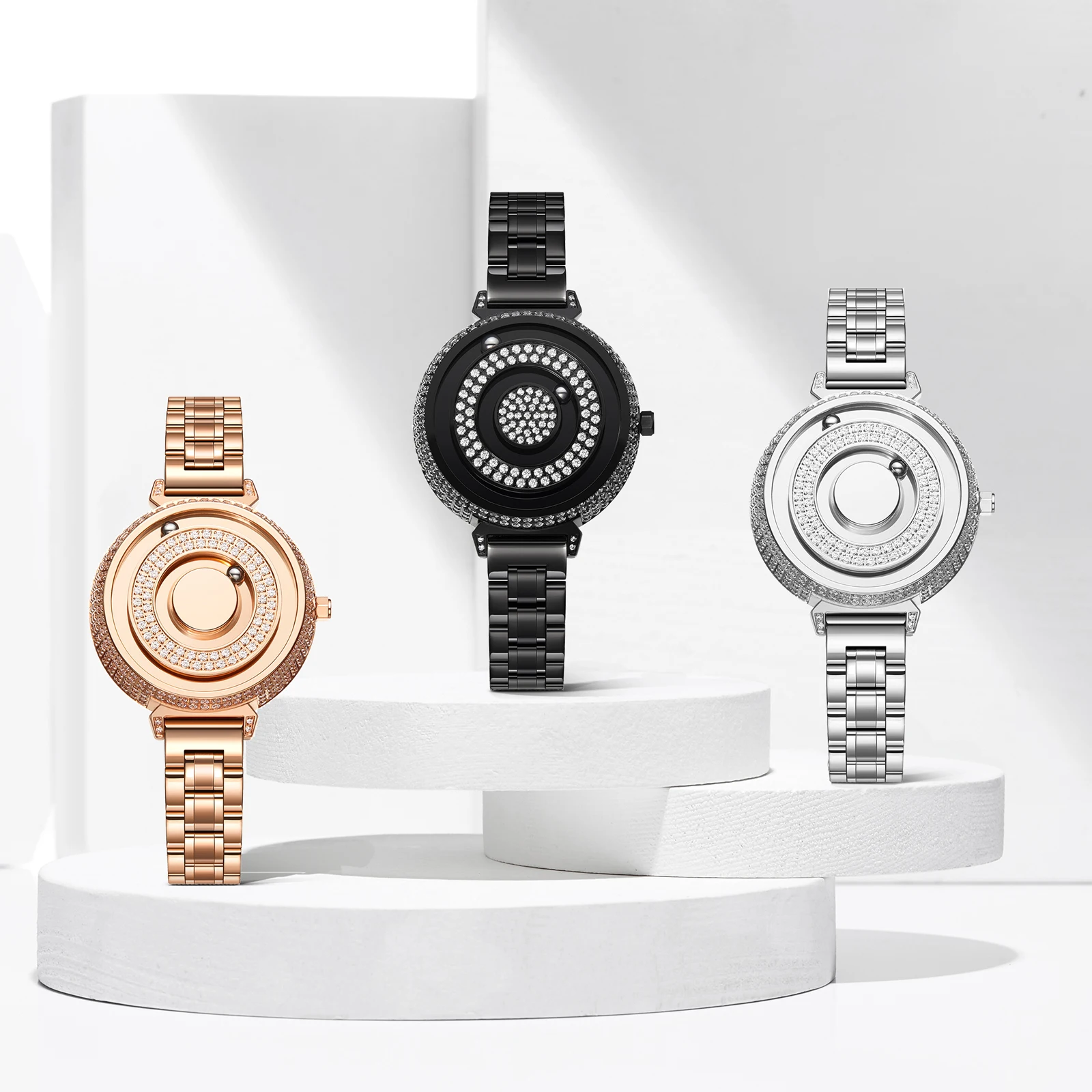 EUTOUR-reloj de cuarzo con correa de acero inoxidable para mujer, conjunto de joyería de lujo hecha en casa, de diseño Unisex, edición limitada, novedad de 2022