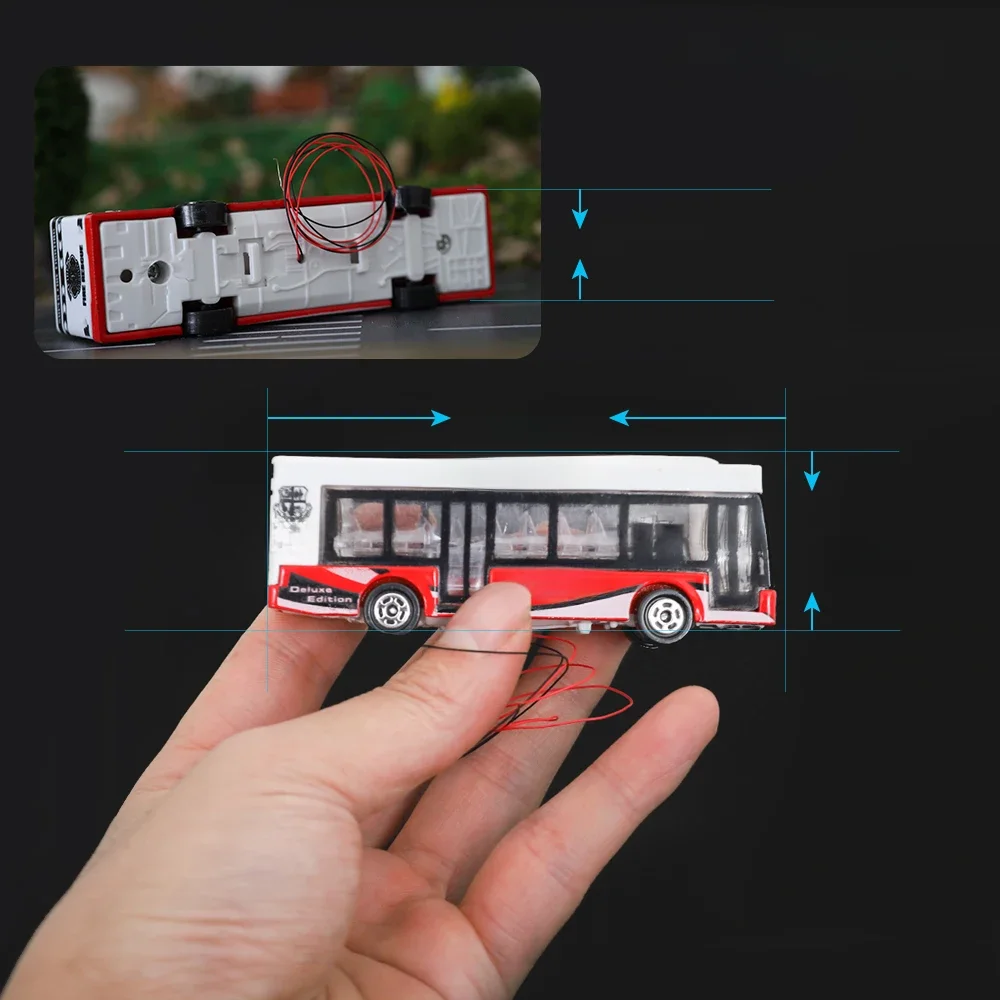 Simulation alliage lumineux Bus modèle bricolage Table de sable scène de rue aménagement matériaux Diorama Kits aléatoire 1 pièces